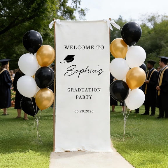 Class Of 2026 Satin Welcome Sign, Graduation Party Decor Banner, College Grad Photo Backdrop