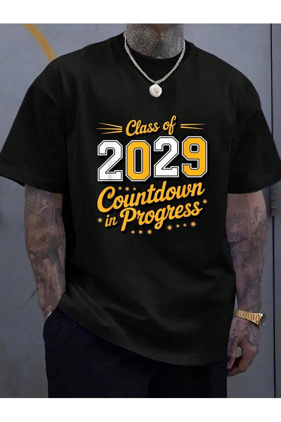 Class Of 2029 Countdown Begins Now T-Shirt - Soft 100% Cotton, Breathable, Casual Short Sleeve Top For Men