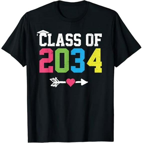 Class Of 2034 Grow With Me Graduation First Day Of School T-Shirt