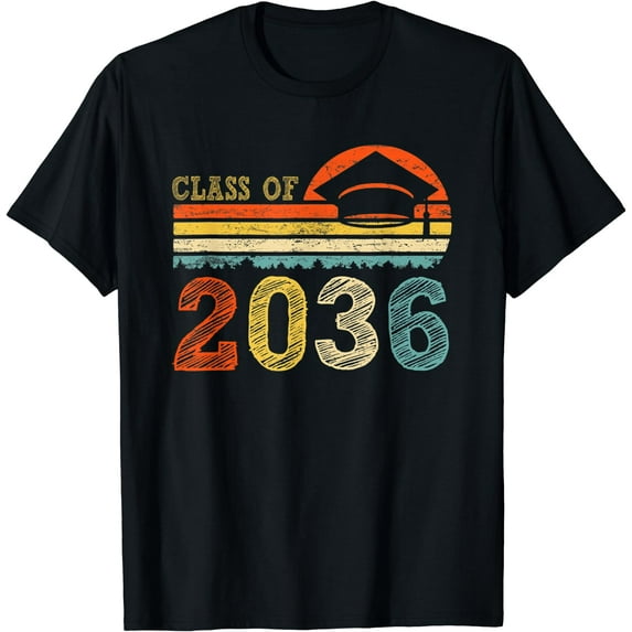 Class Of 2036 Grow With Me Pre-K Graduate Vintage Retro T-Shirt