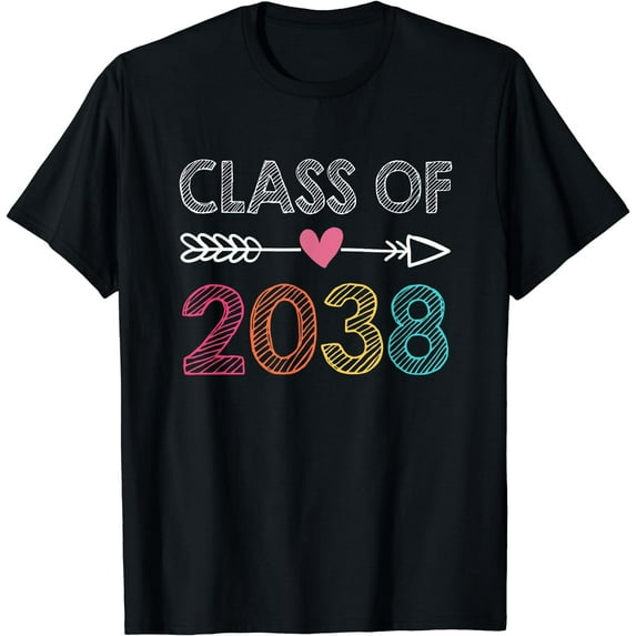 Class Of 2038 Kindergarten Pre K Grow With Me Graduation T-Shirt