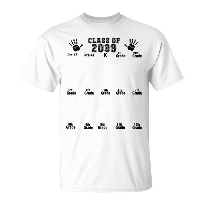 Class Of 2039 Grow With Me Handprint PreK3 12Th Grade TShirt - Walmart.com
