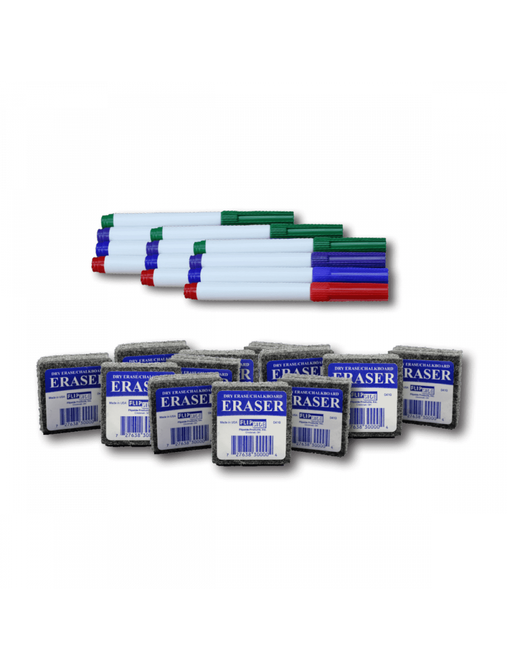 Class Pack of 12 Student Erasers and Colored Pens