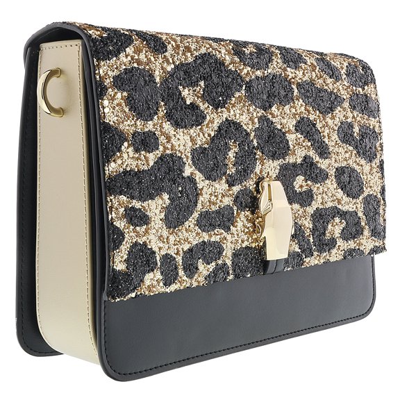 Class Roberto Cavalli Milano Rmx 00 Light Gold/Black Large Shoulder Bag for Womens