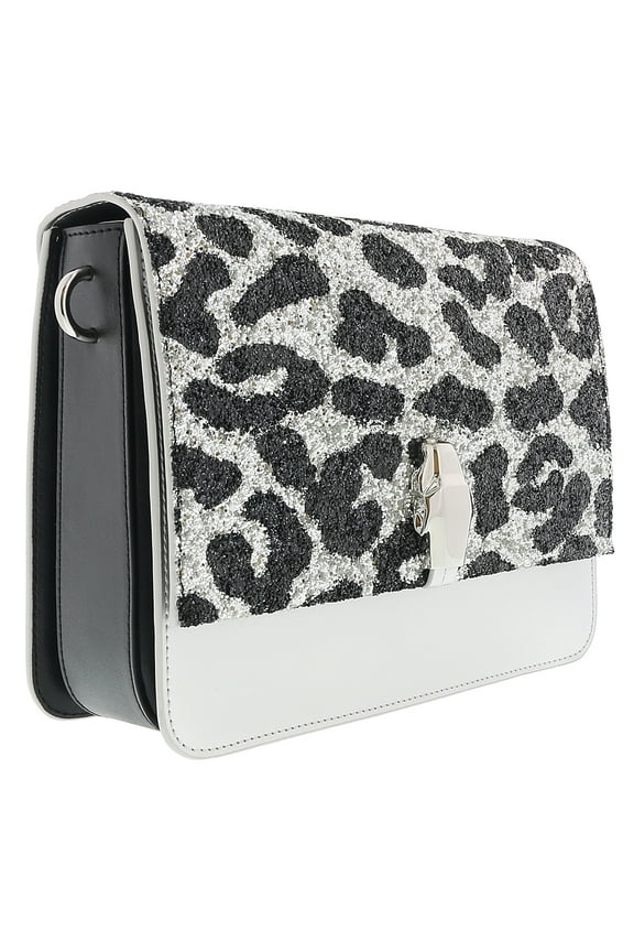 Class Roberto Cavalli Milano Rmx 00 Silver/Black Large Shoulder Bag for Womens