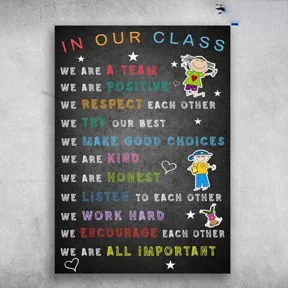 Class Rules In Our Class We Are A Team We Are Positive We Respect Each Wall Art Home Decor Office Wall Art