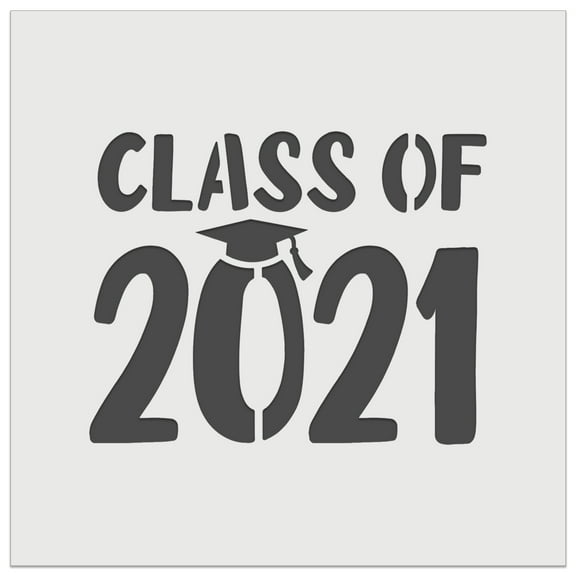 Class of 2021 with Graduation Hat DIY Cookie Wall Craft Stencil - 5.5 Inch