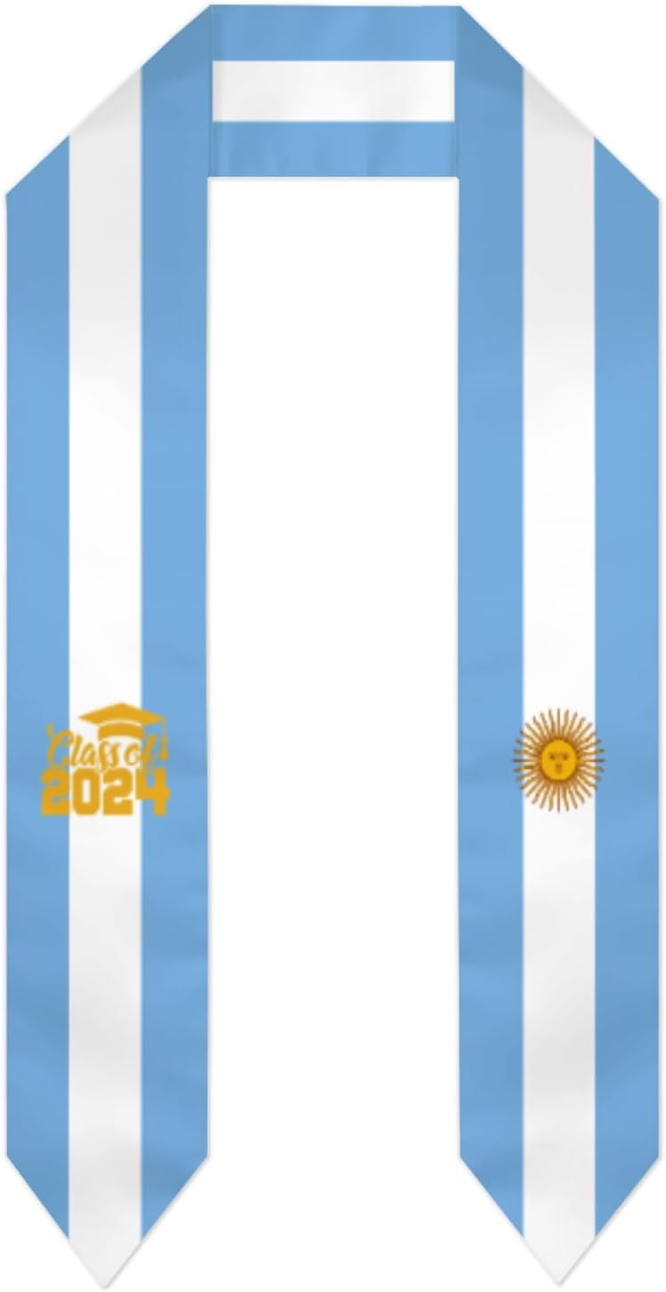 Class of 2024 Argentina Flag Graduation Stoles Shawl Sash Scraf For