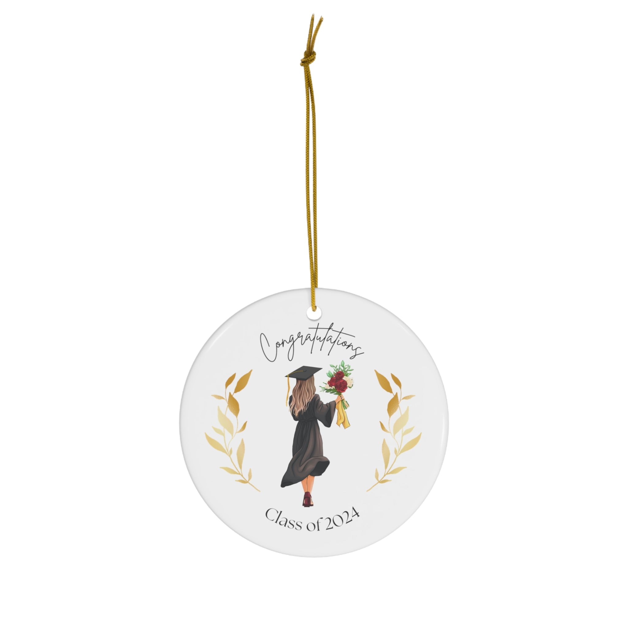 Class of 2024 Christmas Ornament, Round Ceramic Graduation Class of