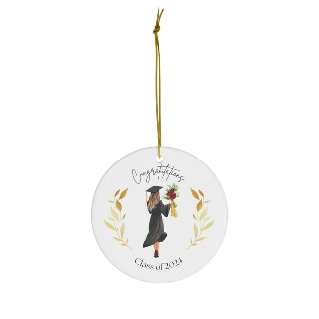 Class of 2024 Christmas Ornament, Round Ceramic Graduation Class of