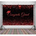 Class of 2024 Congrats Grad Black and Red Backdrop Congratulate
