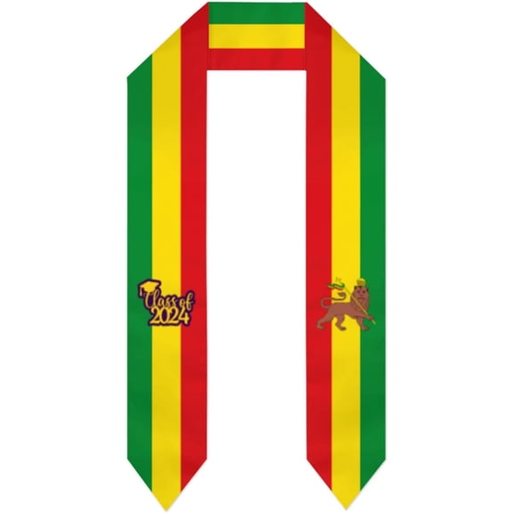 Class of 2024 Ethiopia Lions Flag Graduation Stoles Shawl Sash Scraf For Study Aboard International Students Graduation's Day