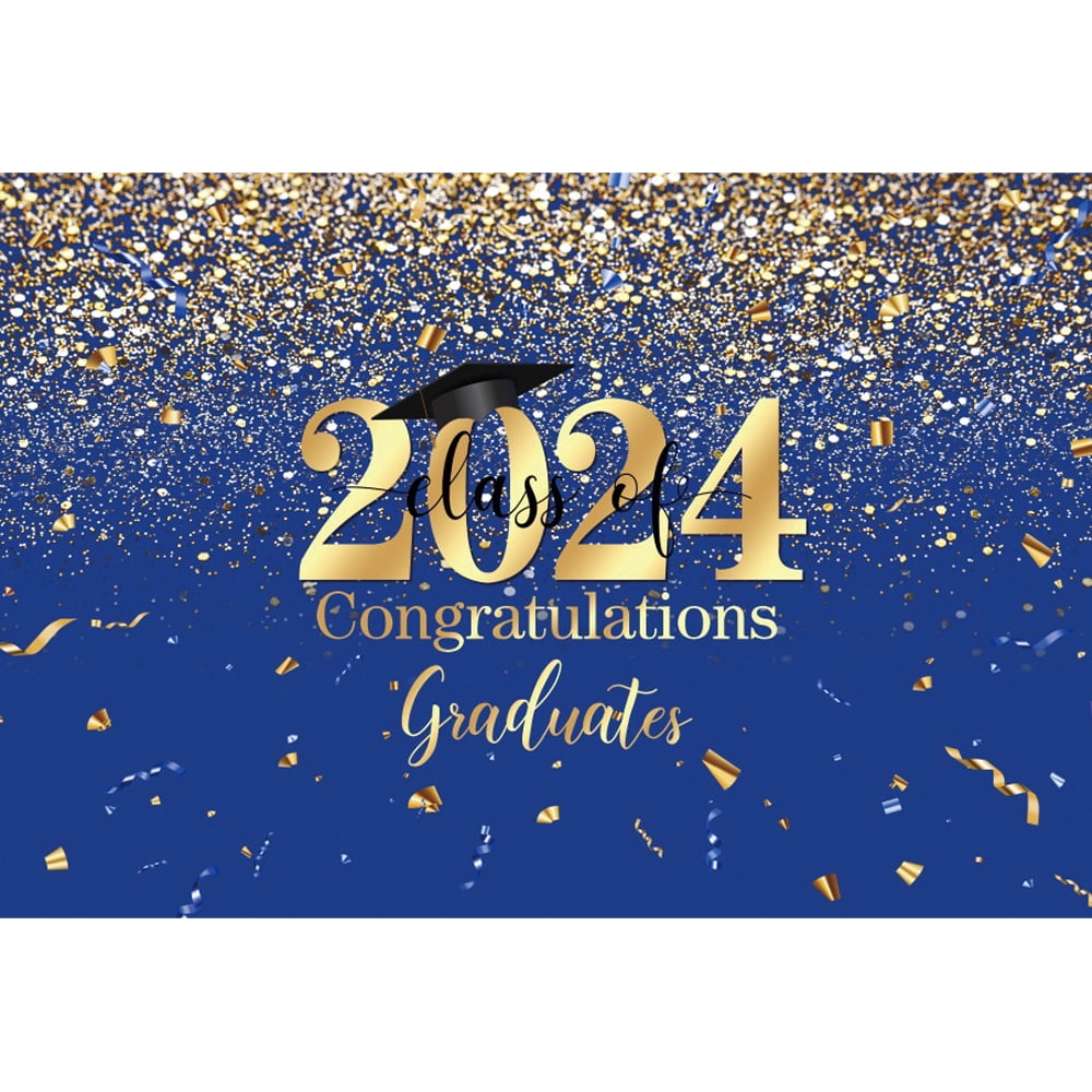 Class of 2024 Graduation Backdrop Black and Gold Glitter Balloons ...