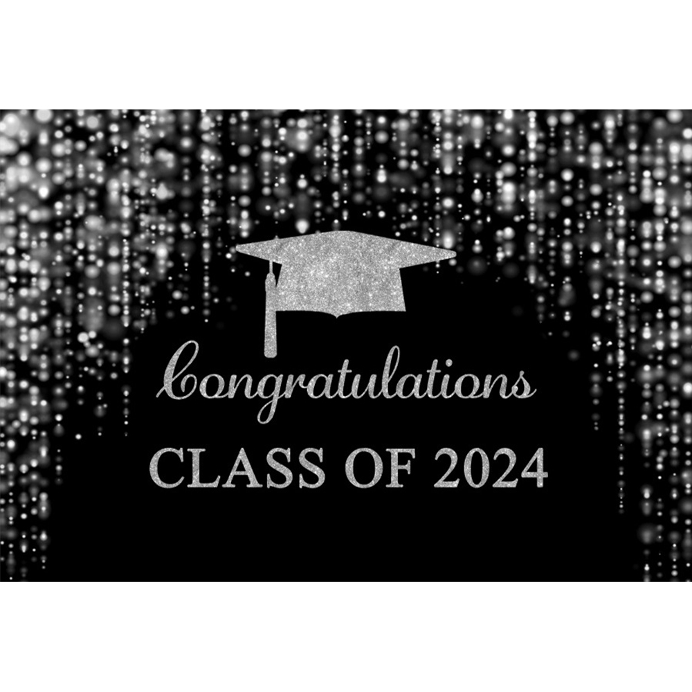 Class of 2024 Graduation Backdrop Black and Gold Glitter Balloons ...