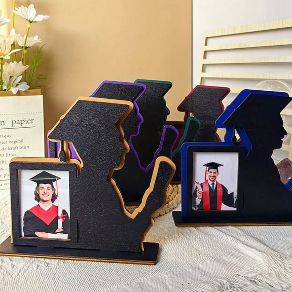 Class of 2024 Graduation Frame Wooden Table Graduation Picture Frame Home Desktop Ornaments Fits Vertical Portrait,C