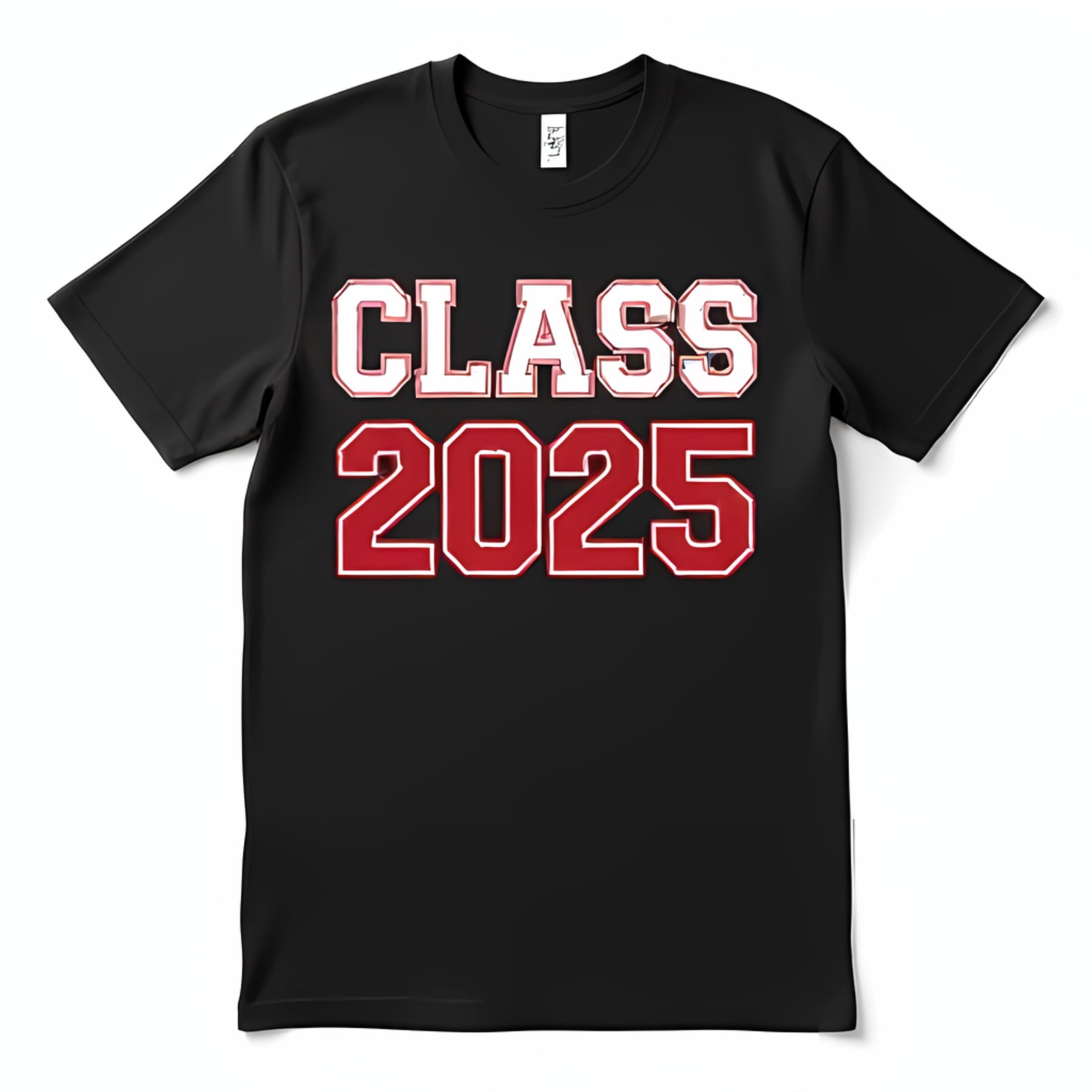 Class of 2025 Black TShirt with Bold Red & White Graphic for Seniors
