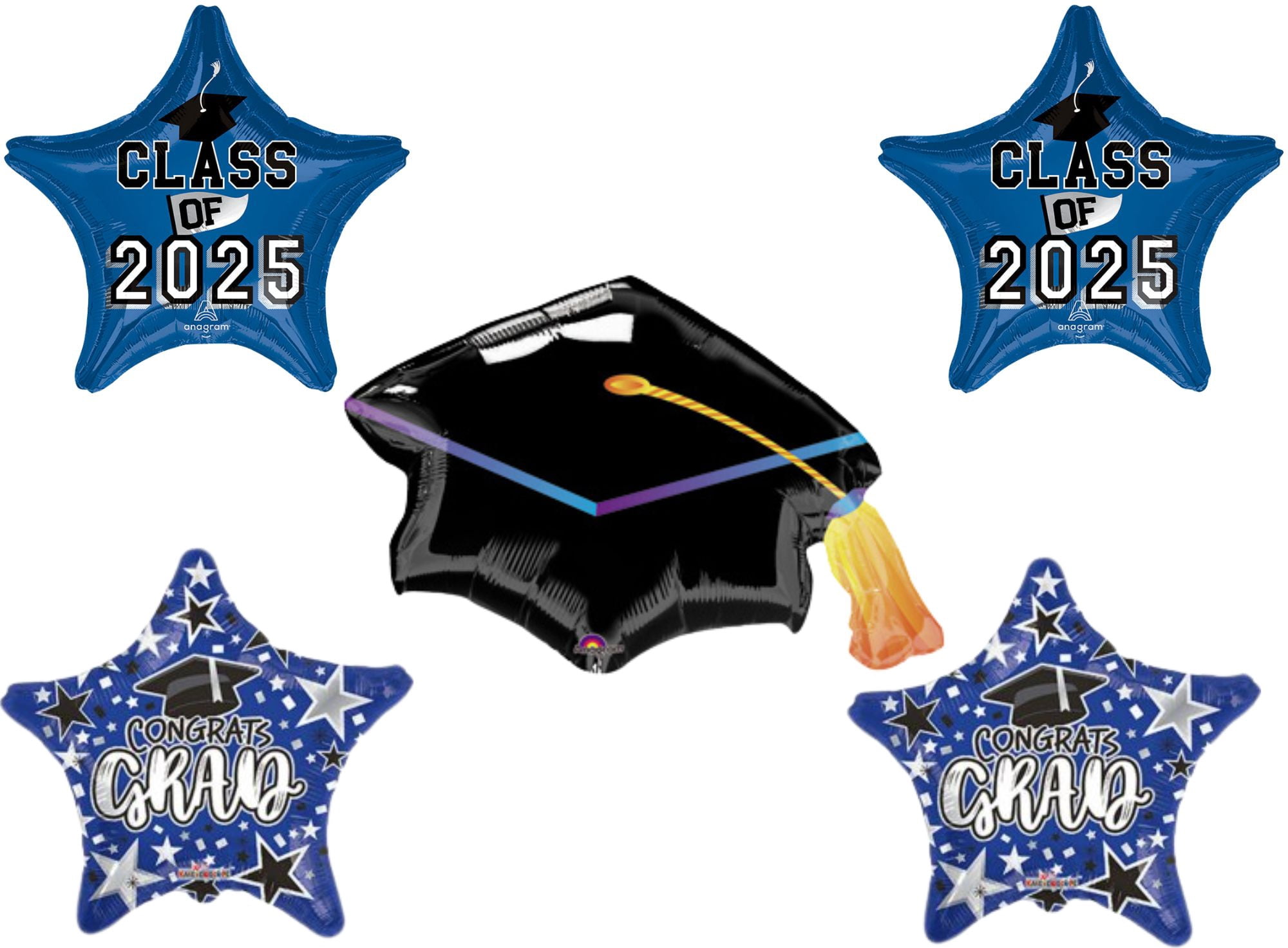 Class of 2025 Blue Graduation Cap Hat Congrats Party Balloons ...