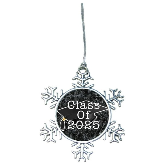 Class of 2025 Christmas Ornament Bulb Marble Background Graduation Gift Graduate Choose Snowman Snowflake or Bulb (Snowflake)