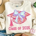 thumbnail image 1 of Class of 2025 Coquette Sweatshirt, Senior Graduation Brushstroke Pullover with Cap, Preppy Senior 2025 Sweater, Mother’s Day Gift for Moms, 1 of 5