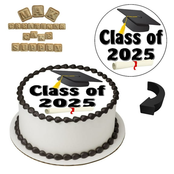 Class of 2025 Graduation 8" Round Edible Cake Topper ~ Can be used on 8", 9" or 10" Cakes