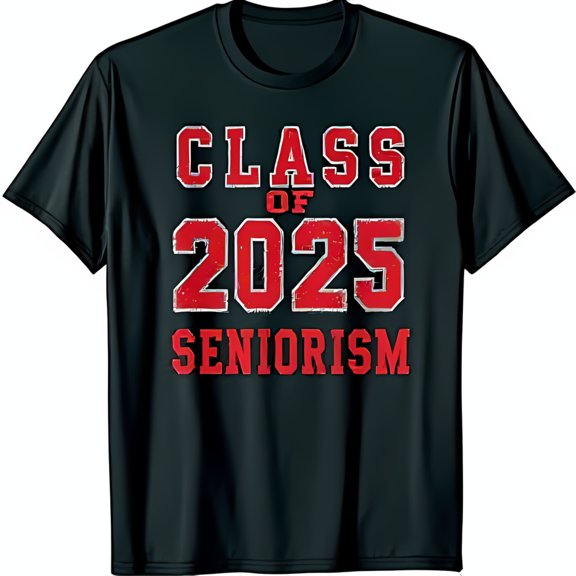 Class of 2025 Seniorism Vintage Black T-Shirt Stylish Graduation Tee