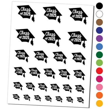 Class of 2025 Written on Graduation Cap Water Resistant Temporary Tattoo Set Fake Body Art Collection - Black