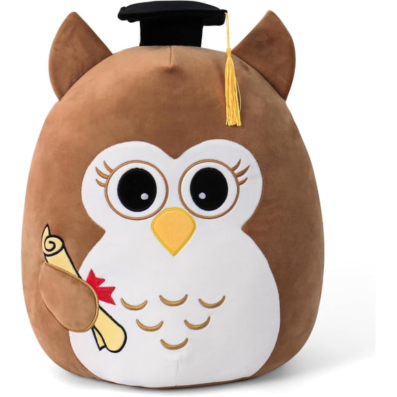 Class of 2026 18in Graduation Stuffed Animal with Cap, Fringe & Diploma, Grad Gifts for Preschool, Kindergarten, Elementary, High School(Brown Owl)