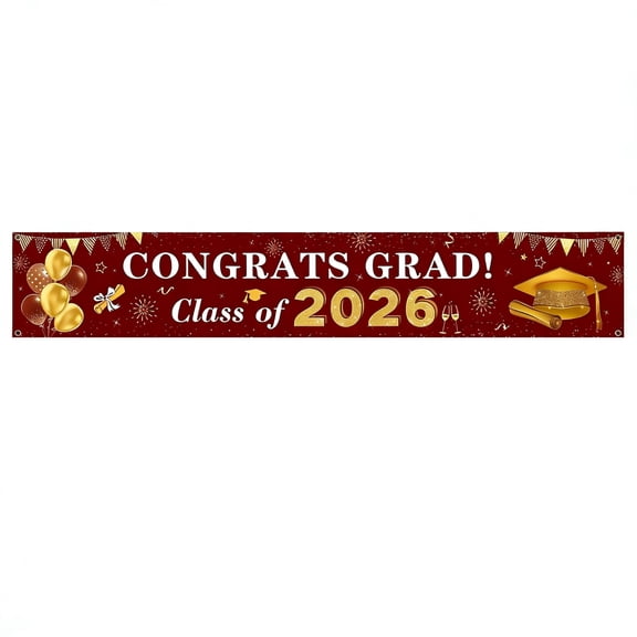 Class of 2026 Congrats GRAD Graduation Party Hanging Flag Background Cloth Photo Decoration