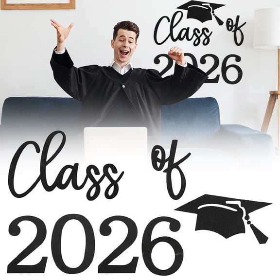 Class of 2026 Decal Stickers 4 Pcs Cloth Graduation Wall Decals for Balloon Arch Grad Party Decor