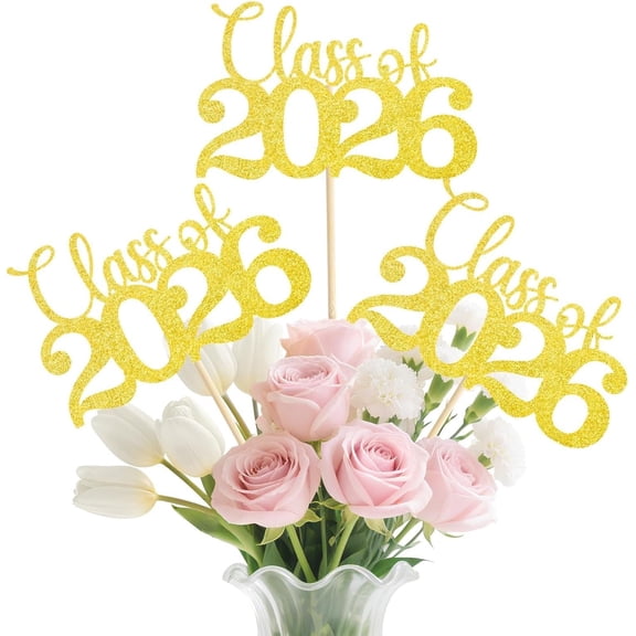 Class of 2026 Decorations - 20 count Graduation Centerpieces for Tables, Double-Sided Graduation Decorations 2026 with Grad Toppers for Bouquets