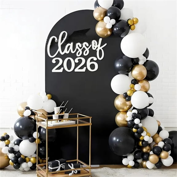 Class of 2026 Felt Wall Decal, Graduation Cap Design Vinyl Sticker for Balloon Arch Photo Backdrop (White)