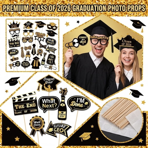 Class of 2026 Glow in the Dark Stretchable Stress Relief Balls Boxed Graduation Party Photo Booth Props for High School College Graduates(black)
