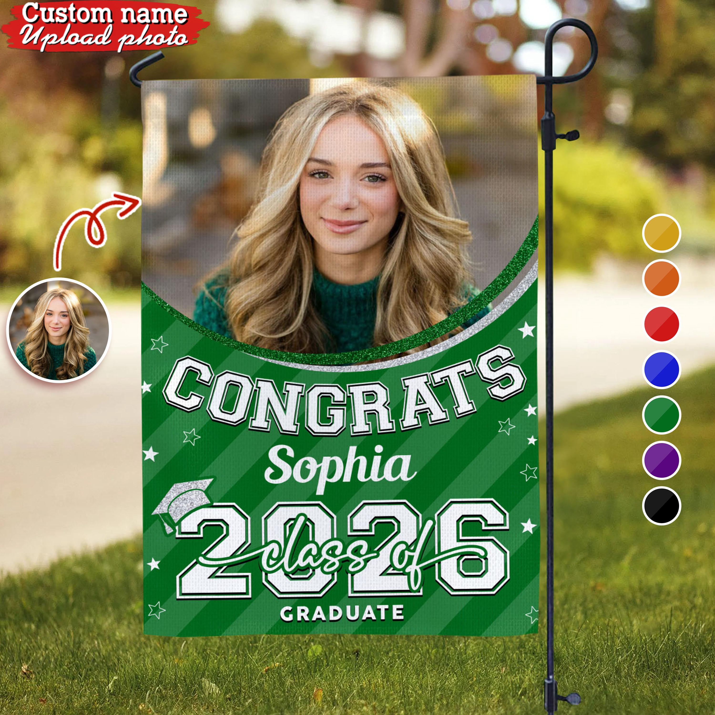Class of 2026 Graduation Garden Flag Personalized with Photo, Proud Family Yard Flag, Senior Photo Gift