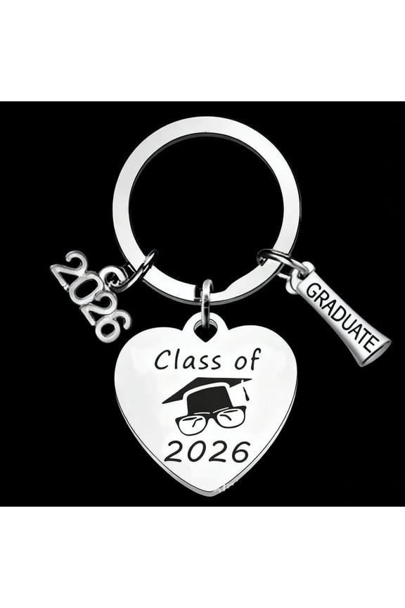 Class of 2026 Graduation Keychains Love Heart Shaped Metal Key Ring Bag Pendant Gifts Party Favors for Graduate Students Friends