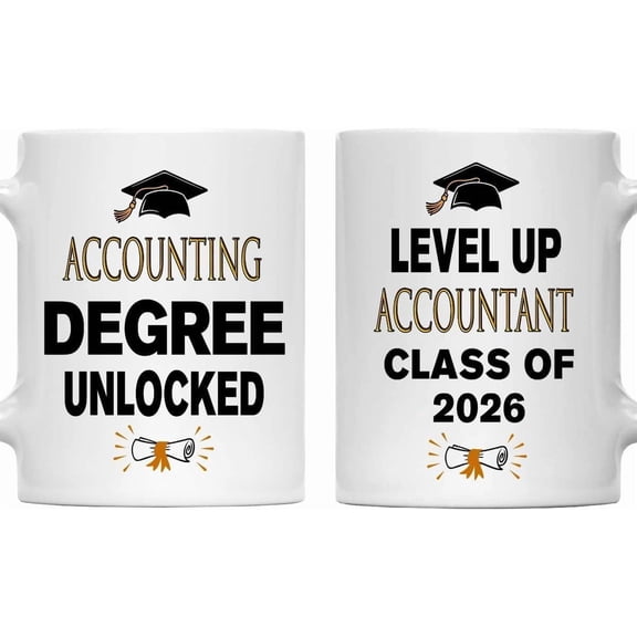 Class of 2026 Graduation Mug - Level Up Accountant Researcher Degree Unlocked, Masters PhD Researcher Gift 11oz White Ceramic Coffee Cup