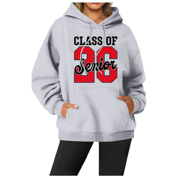 Class of 2026 Hoodies Women Drawstring Senior Gifts Graduation Pullover Tops Long Sleeve Casual Relaxed Fit Sweatshirts