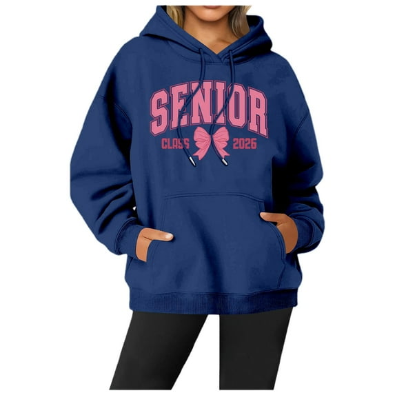 Class of 2026 Hoodies Women Drawstring Senior Gifts Graduation Pullover Tops Long Sleeve Casual Relaxed Fit Sweatshirts