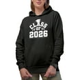 thumbnail image 1 of Class of 2026 - School Graduation feat. Graduate Cap, Black Hooded Sweatshirt or Hoodie, Medium, 1 of 5