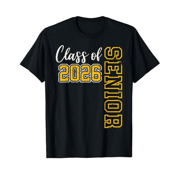 Class of 2026 Senior 26 High School Graduation Black Gold T-Shirt