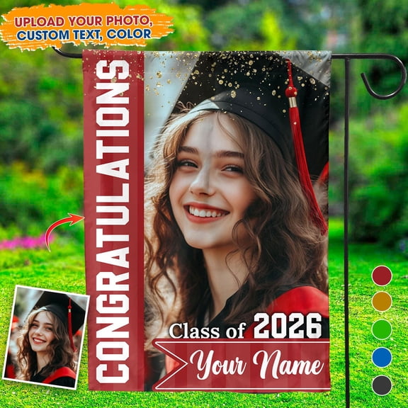 Class of 2026 Senior Graduation Garden Flag, Personalized Photo Proud Family Yard Banner, Graduate Gift