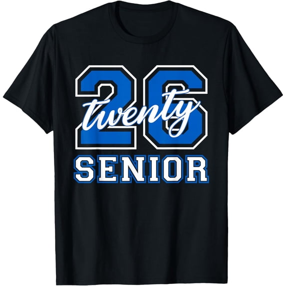 Class of 2026 Senior Graduation Varsity Blue White Letters Adult T-shirt