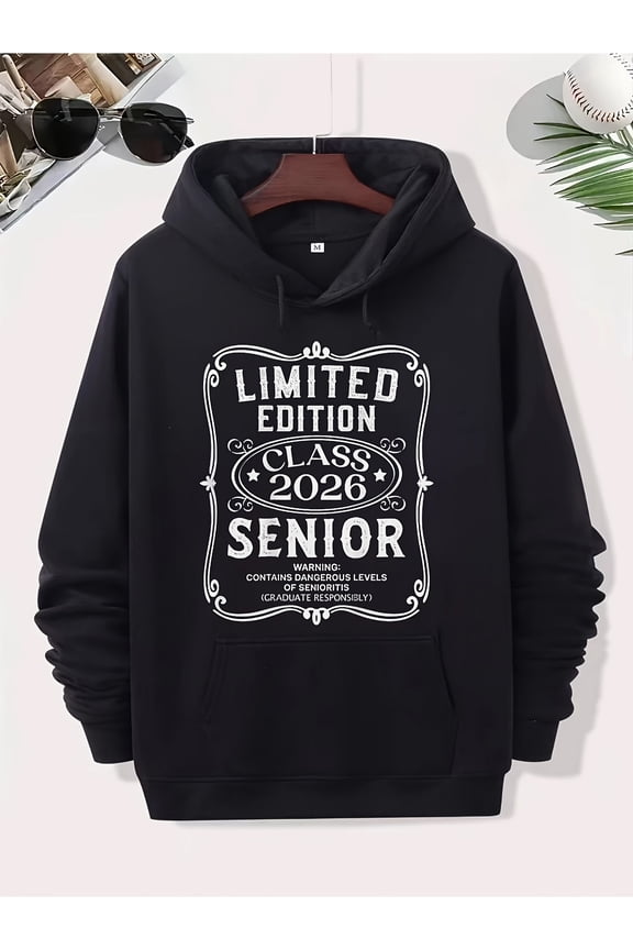 Class of 2026 Senior Limited Edition Hooded Sweatshirt - Unisex Couple Matching Graduation Hoodie with Name & Year Print, Senior Quotes Back Design