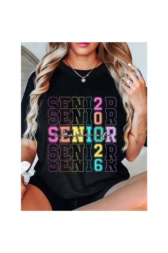 Class of 2026 Senior T-Shirt - 100% Cotton Graduation Crewneck - Customizable Name/Year Design for Back to School & Senior Night"
