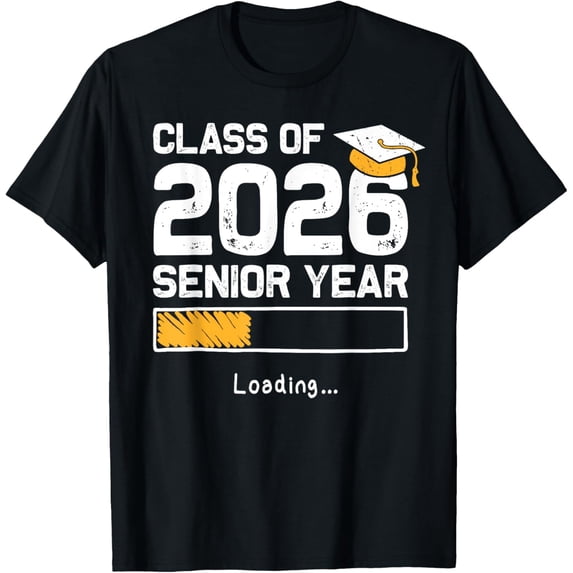 Class of 2026 Senior Year Loading Graduation Graphic Tee Retro Funny High School Student Apparel Short Sleeve T-Shirt