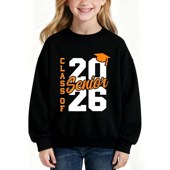 Class of 2026 Sweatshirt, Long Sleeve Oversized Casual Fashion Graphic Pullover Tops For 𝓴𝓲𝓭𝓼,90cm