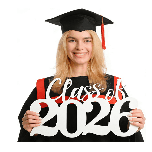 Class of 2026 Wooden Sign Graduation Party Decorations 2026 Graduation Photo Booth Prop for Senior Gradua Party (F)