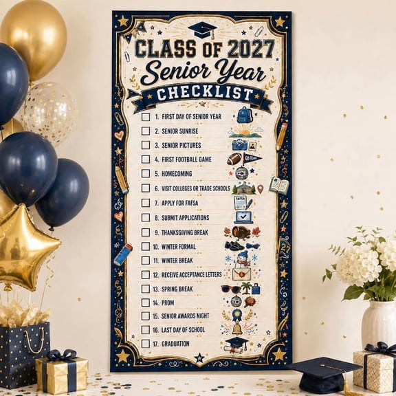 Class of 2027 Senior Year Matte Vertical Poster, Senior Checklist, Graduation Senior Year Checklist Poster