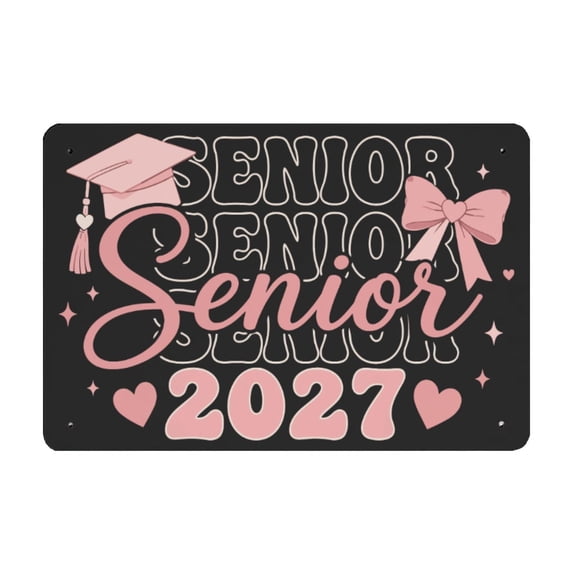 Class of 2027 Tin Wall Plaque, Metal Graduation Decor for Bedroom, Dorm and Party Backdrop, Type B