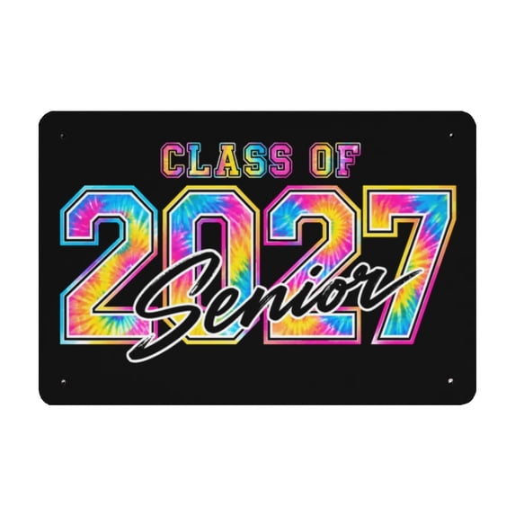 Class of 2027 Tin Wall Plaque, Metal Graduation Decor for Bedroom, Dorm and Party Backdrop, Type C
