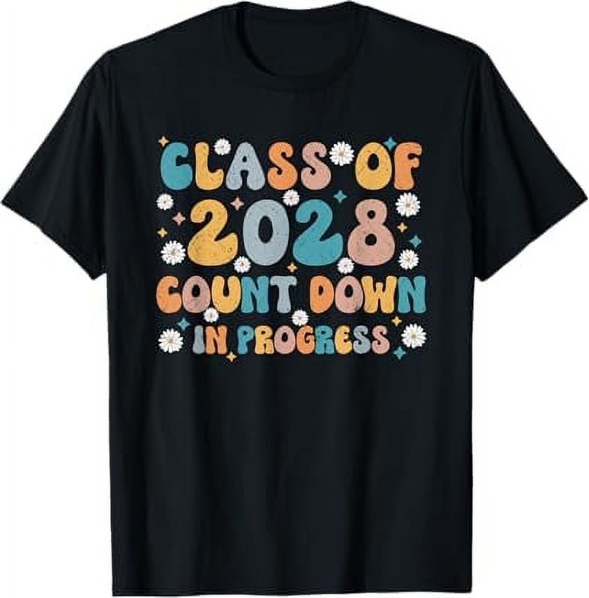 Class Of 2028 Count Down Funny First Day Freshman 28 Groovy T Shirt